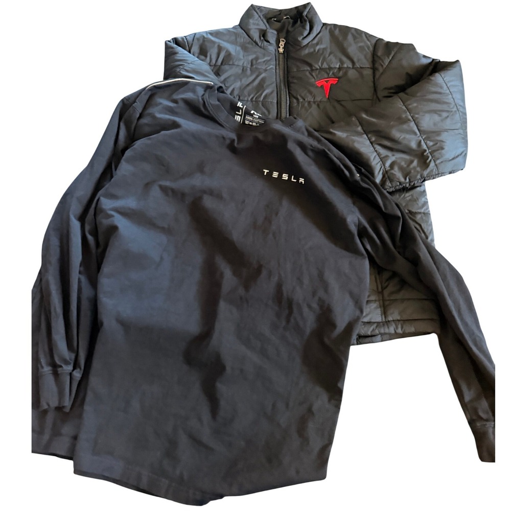 Tesla Employee Puffer Jacket Port Authority Men's LRG Tesla Shirt Long Sleeve XL